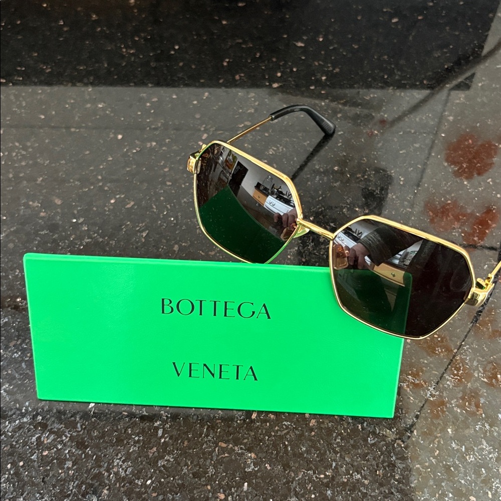 Bottega Veneta Hexagonal Gold Sunglasses